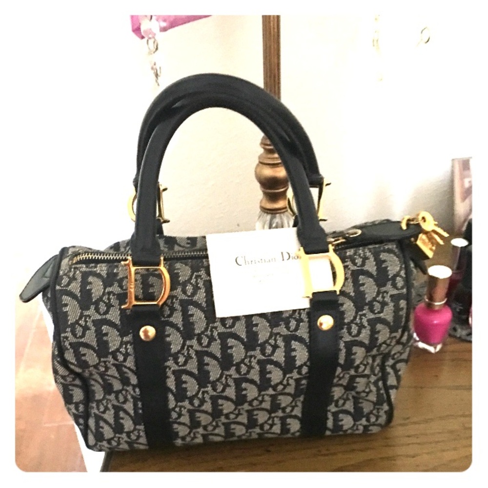 Christian Dior Navy Blue Boston Purse